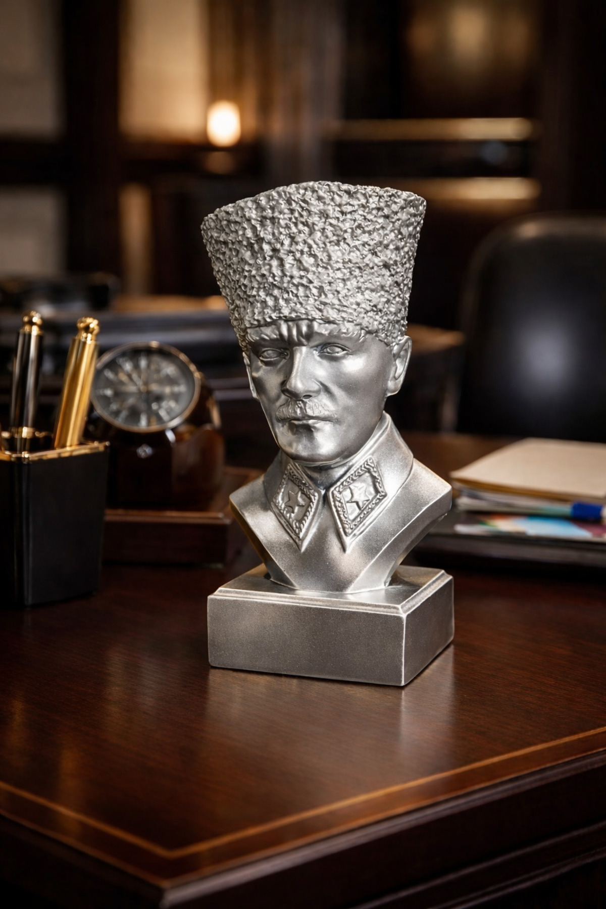 20 cm Atatürk Büstü Heykeli - Dekoratif Biblo - Büyük Boy Mustafa Kemal Atatürk Heykeli