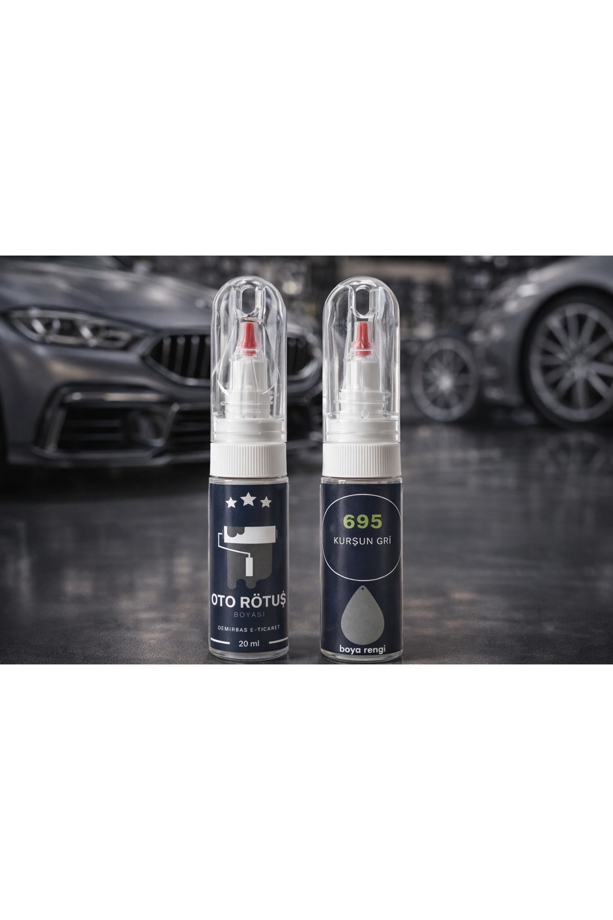 695 Kurşun Gri Oto Rötuş Boyası 20 ml | Çizik Giderici Kalem | Fırçalı & İğneli Uç