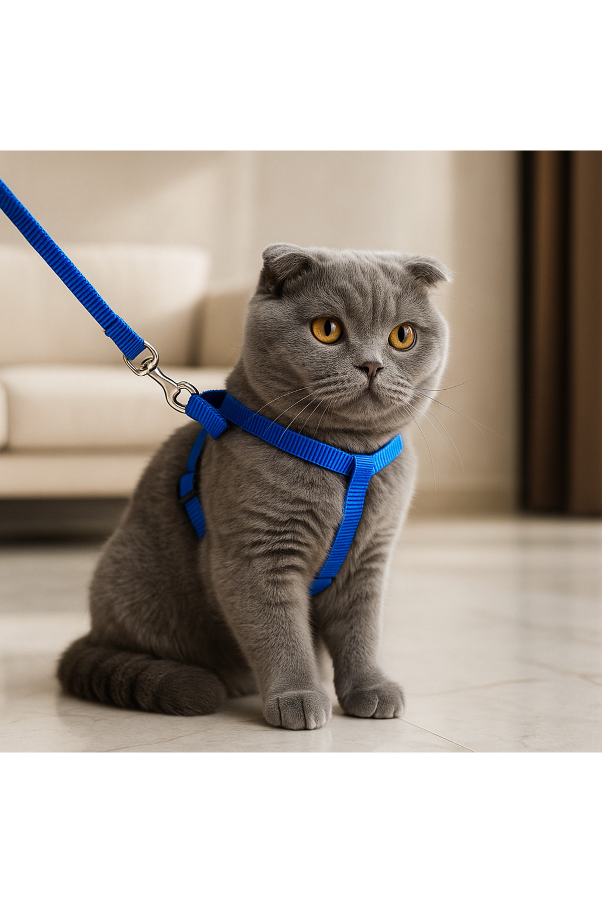 Kedi Göğüs Tasması + Gezdirme Kayışı Seti | Ayarlanabilir | Renkler Karışık Gönderilir