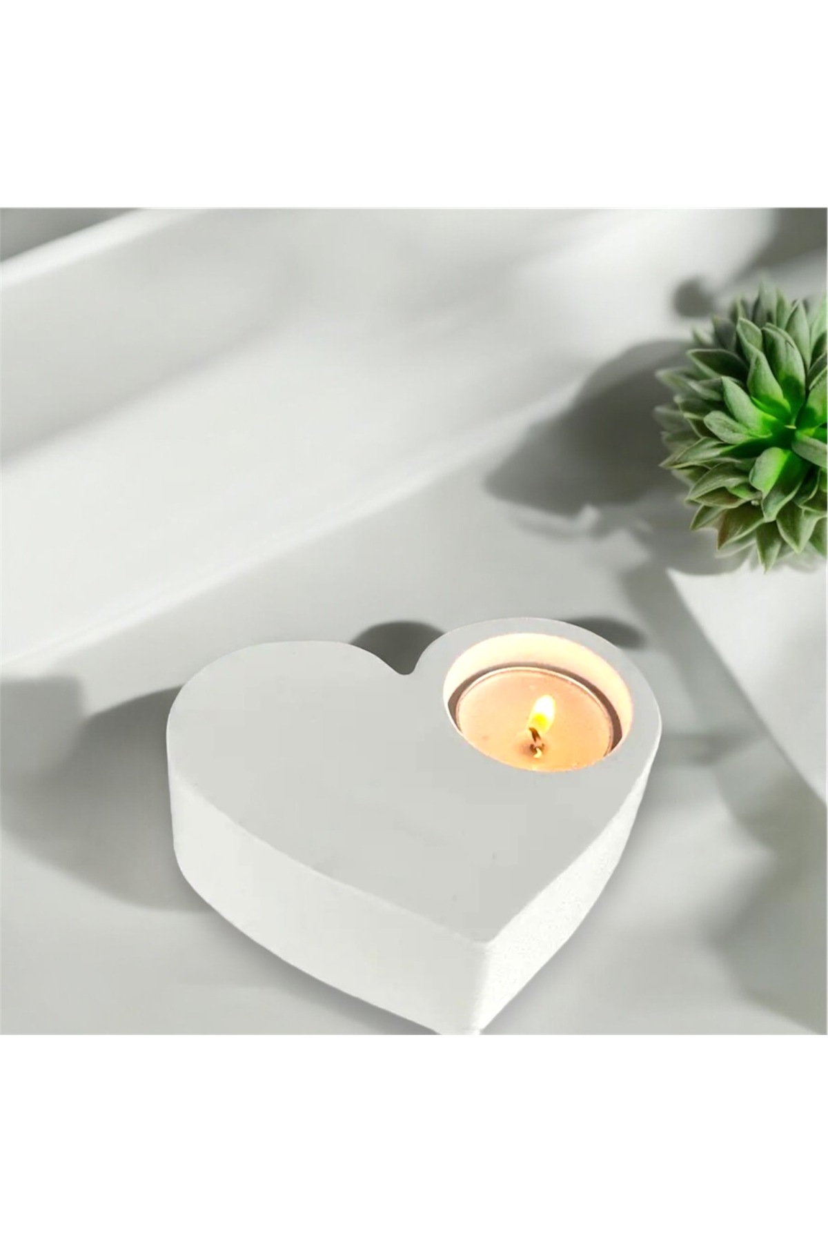 Kalp Şeklinde Tealight Mumluk - Romantik Dekoratif Mumluk