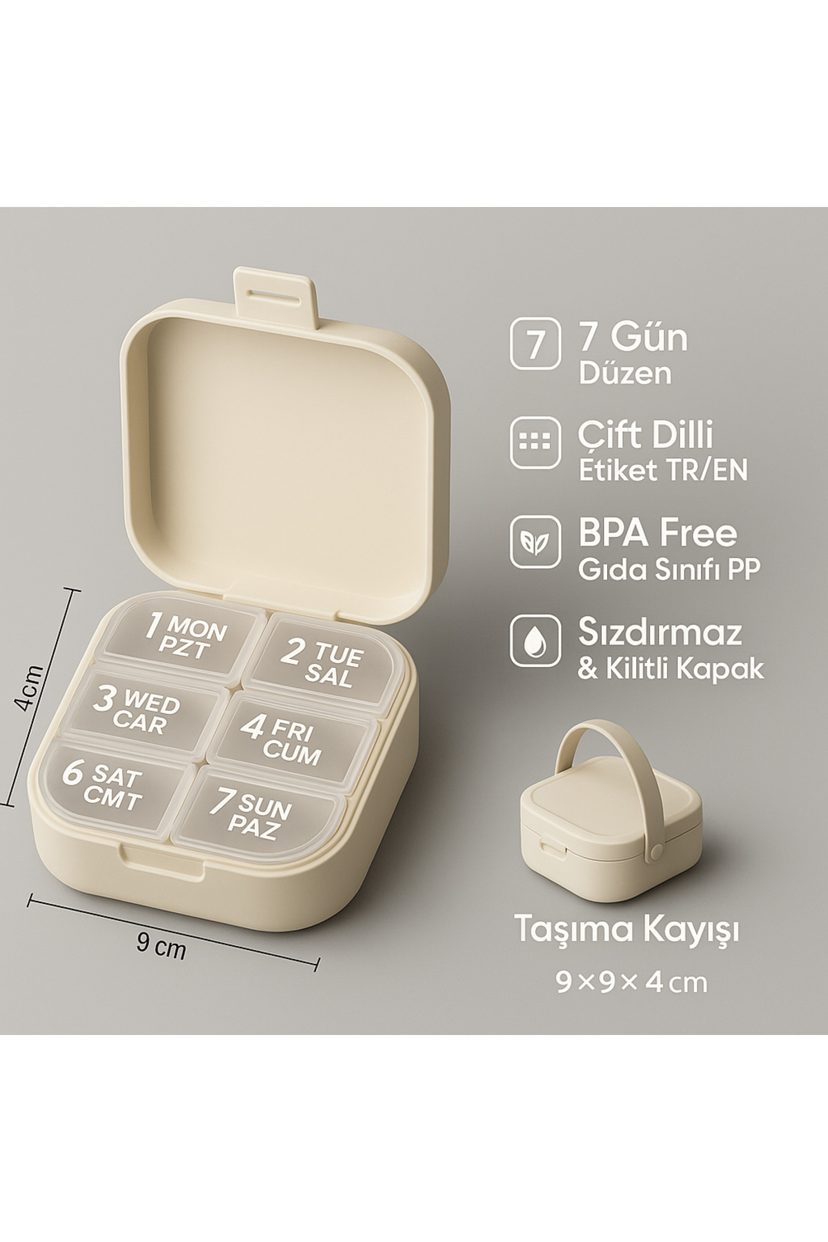 7 Bölmeli Taşınabilir İlaç Kutusu – Haftalık Günlük Hap ve Vitamin Düzenleyici Kutusu