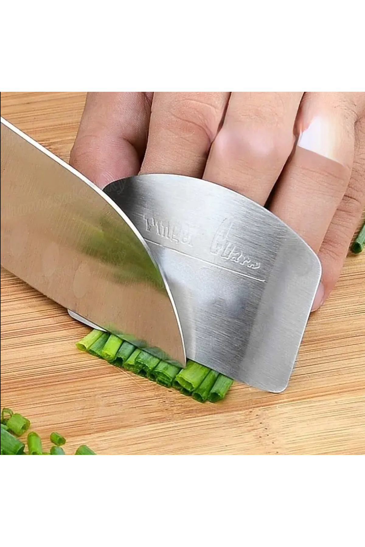 Paslanmaz Çelik Mutfak Parmak Koruyucu – Sebze Doğrama ve Dilimleme Güvenlik Aparatı