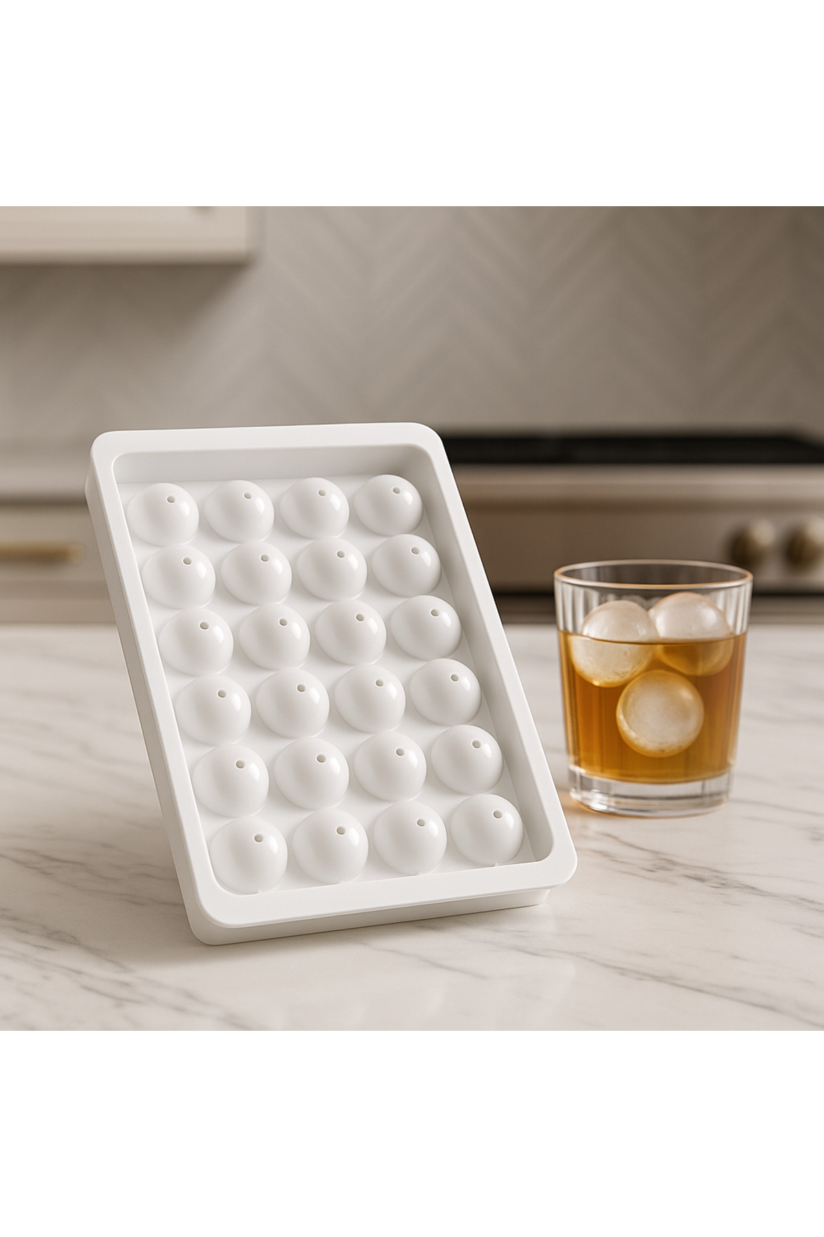 33’lü Küre Buz Kalıbı – Pratik Kapaklı Yuvarlak Buzluk, Şeffaf Top Buz Kalıbı