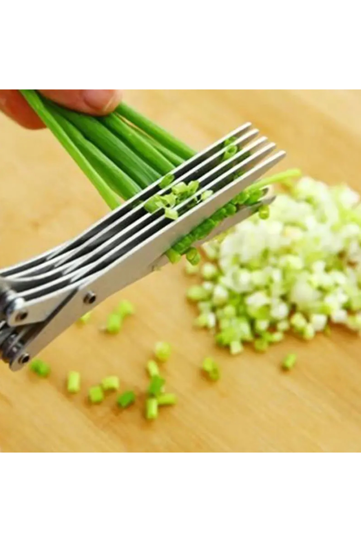 5 Bıçaklı Paslanmaz Çelik Sebze Makası – Yeşillik, Soğan ve Ot Doğrayıcı Pratik Mutfak Makası