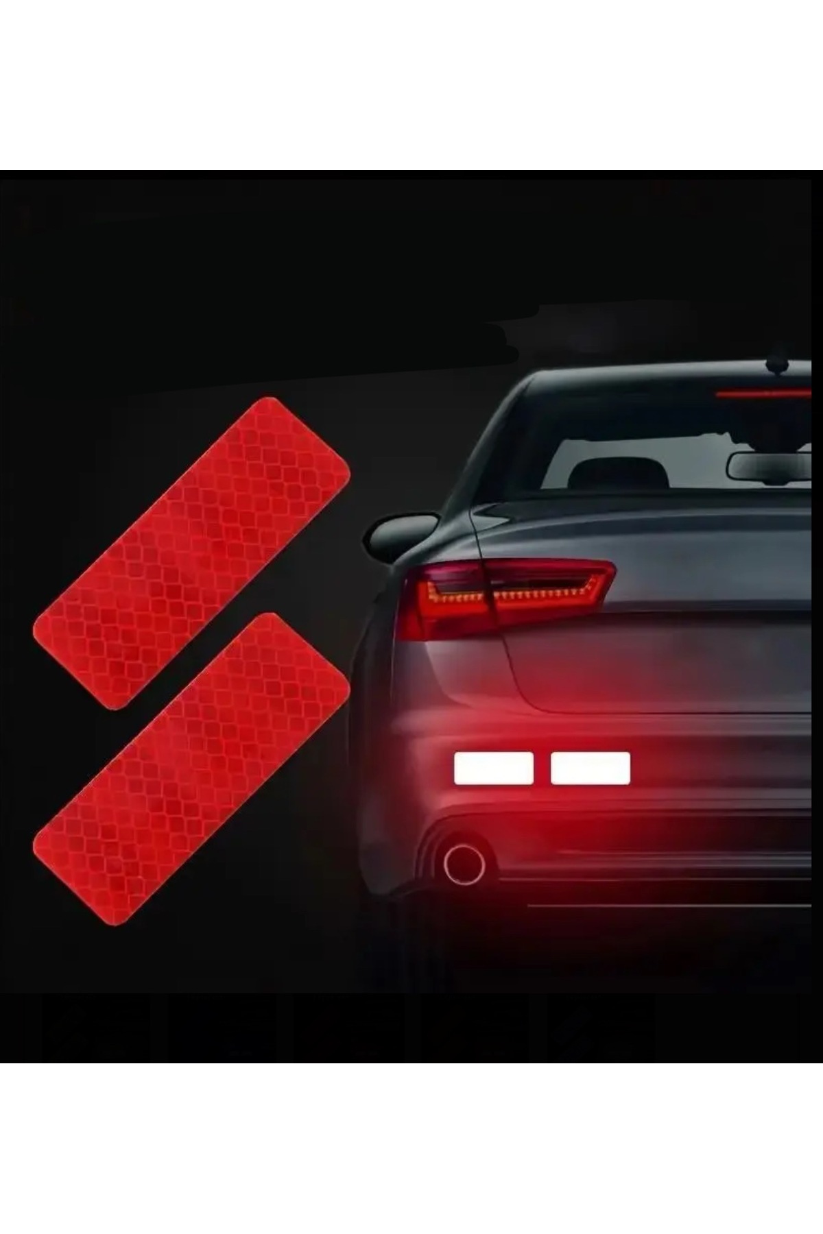 Kırmızı Reflektörlü Araba Tampon Çıkartması 2 Adet – Gece Görünürlüğü Artırıcı Güvenlik Etiketi