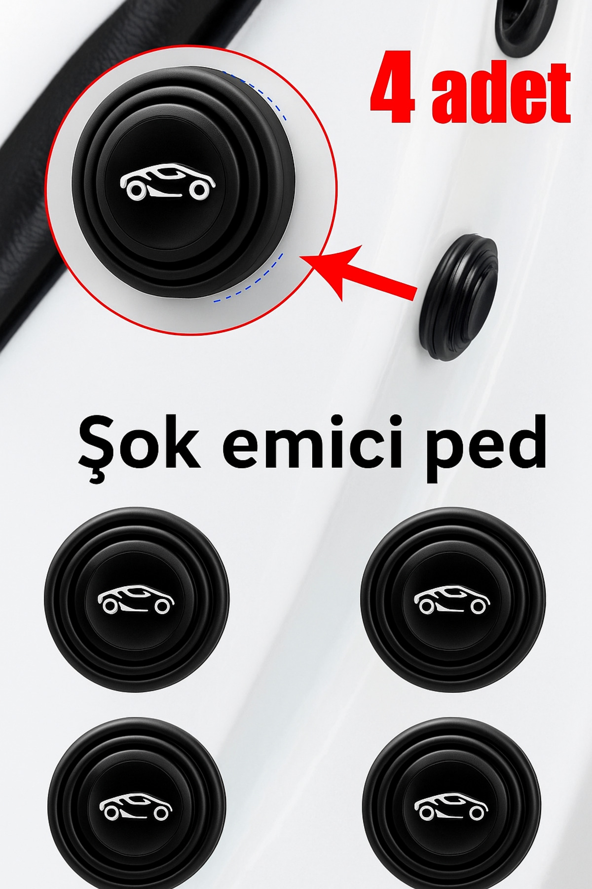 Araba Kapı Şok Emici Ped Seti 4’lü – Ses Yalıtımı ve Çarpma Önleyici Yastık Ped