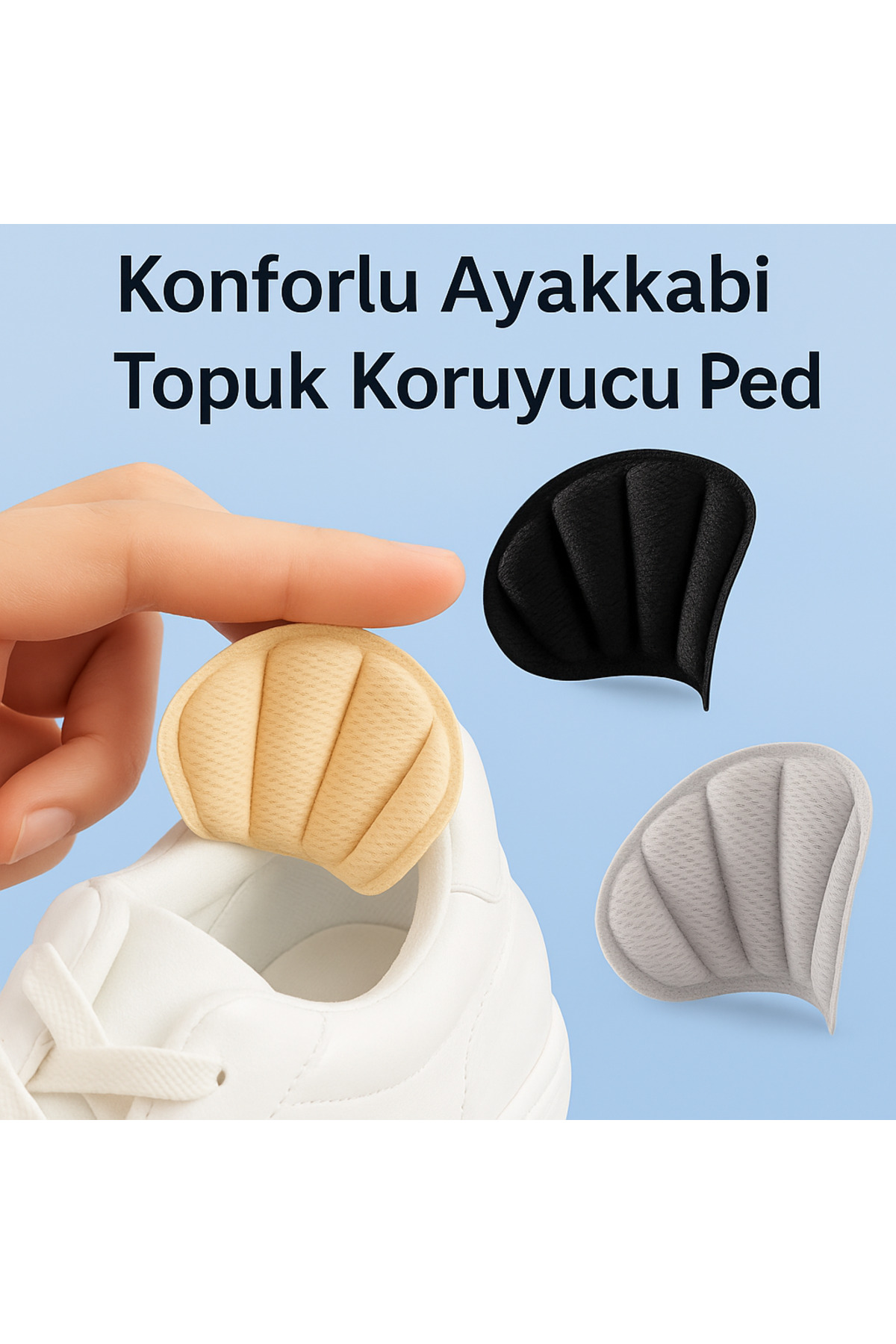 (Bej Renk) Konforlu Ayakkabı Topuk Koruyucu Ped (1 Çift) –Yapışkanlı, Nefes Alabilir, Kaymaz