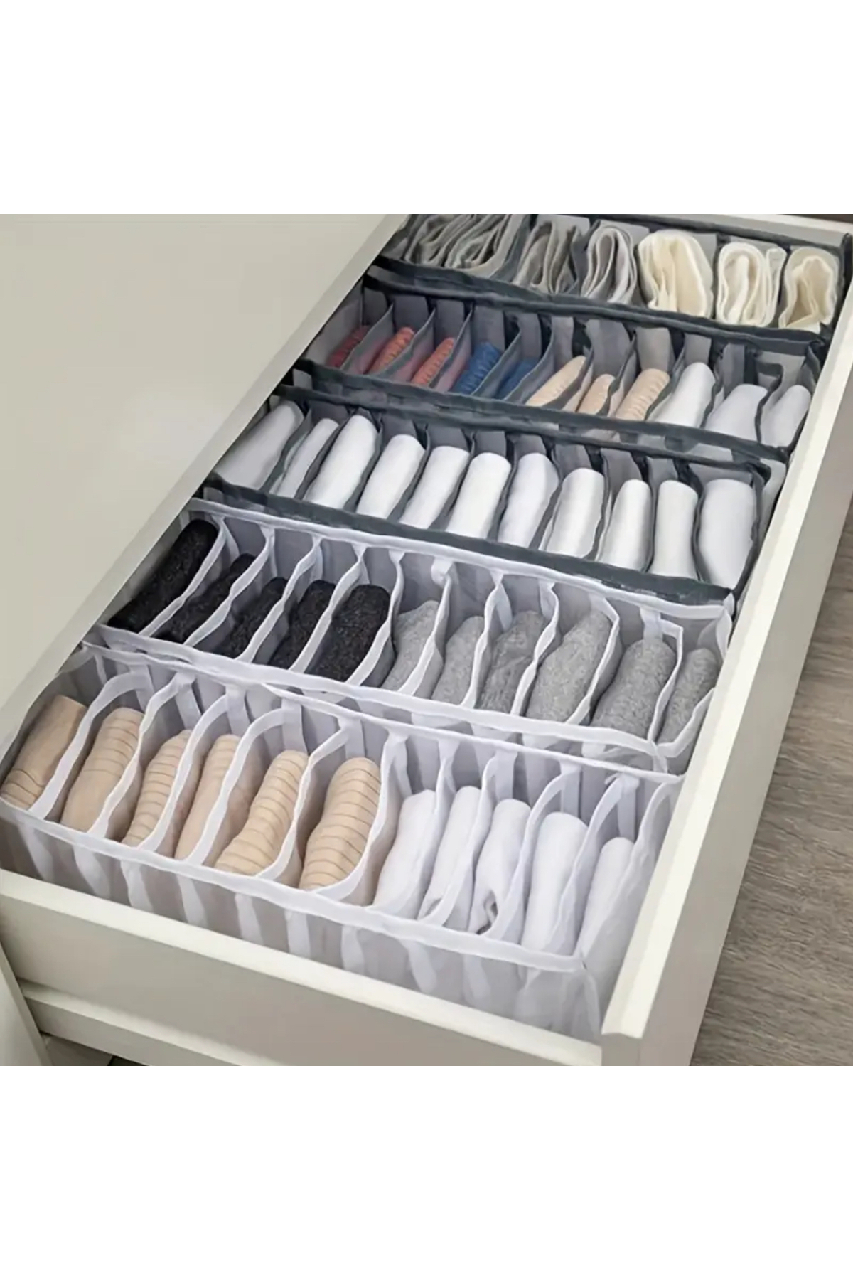 11 Bölmeli Çekmece İçi Organizer - Katlanabilir Kumaş Gardırop Düzenleyici Kutu