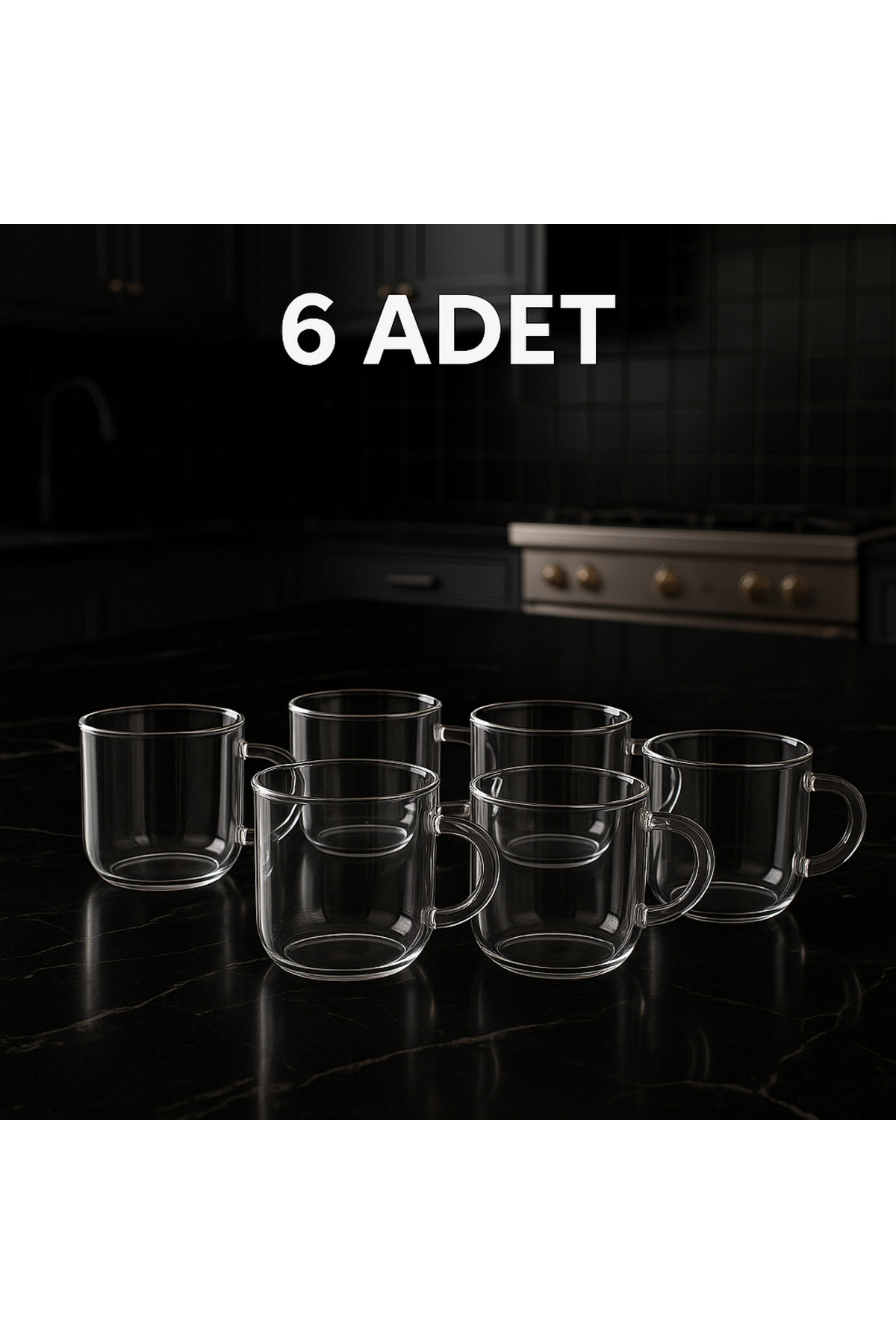 Borosilikat Cam Şeffaf Espresso Kahve Fincanı 6’lı Set - Isıya Dayanıklı Modern Tasarım