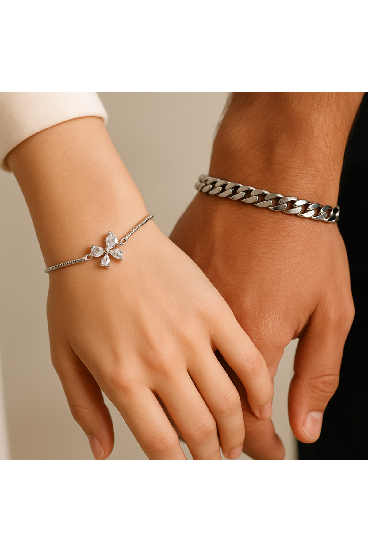 Paslanmaz Çelik Çift Bileklik Seti – Sevgili, Aşk Kombin Bilekliği