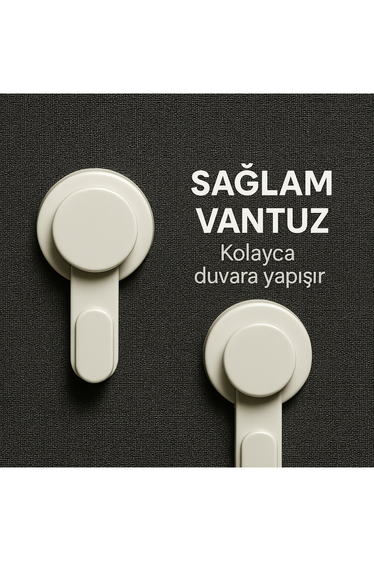 2 li Güçlü Vantuzlu Duvar Askısı 5 KG Taşıma Kapasiteli, Delmeden Montaj