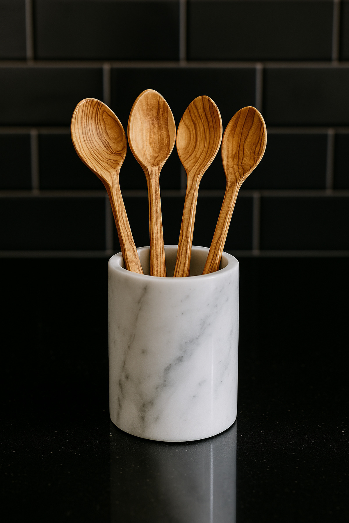 El Yapımı Zeytin Ağacı Ahşap Kaşık 4’lü Set | Doğal, Sağlıklı ve Şık Sunumlar İçin