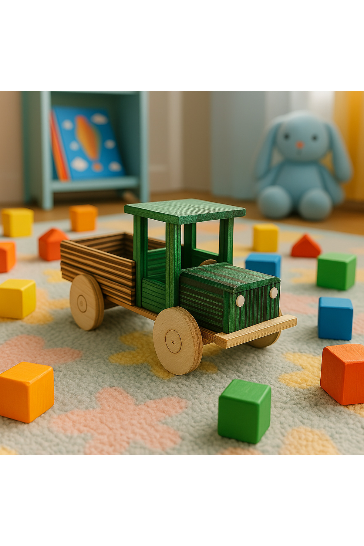 Yeşil Ahşap Oyuncak Kamyon | Doğal, Eğitici ve Sağlıklı Çocuk Oyuncağı