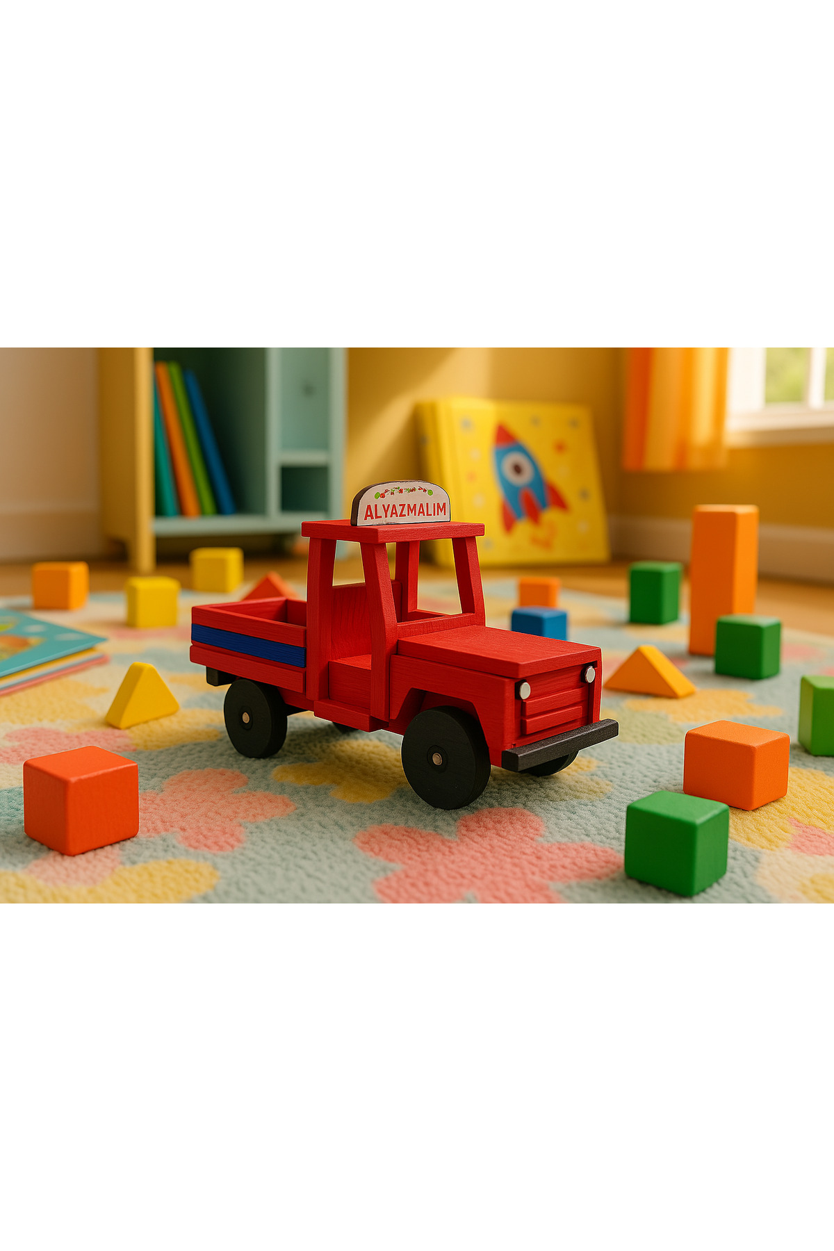 Al Yazmalım Ahşap Oyuncak Kamyon | Nostaljik Kırmızı Kamyonet Oyuncağı