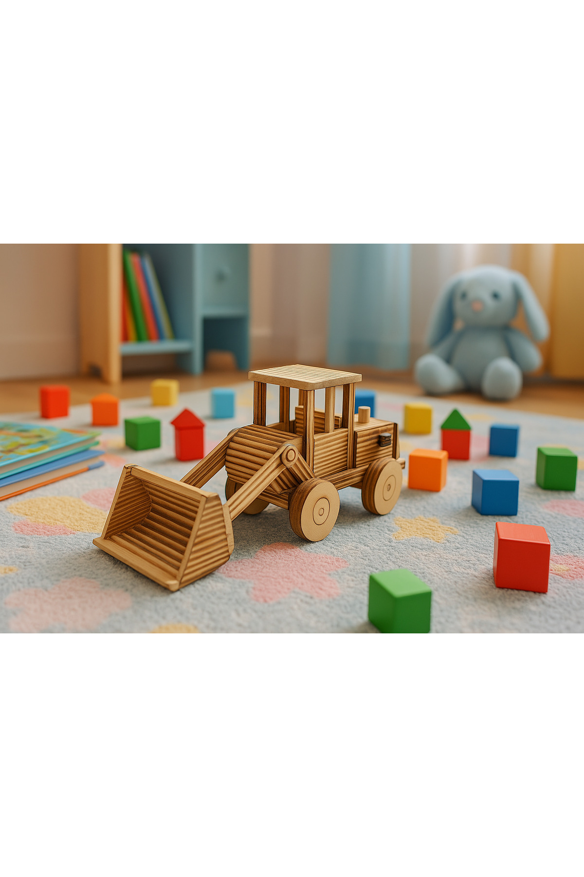 Ahşap Kepçe Oyuncak - El Yapımı - Eğitici ve Doğal Materyalli Erkek Çocuk Oyuncağı
