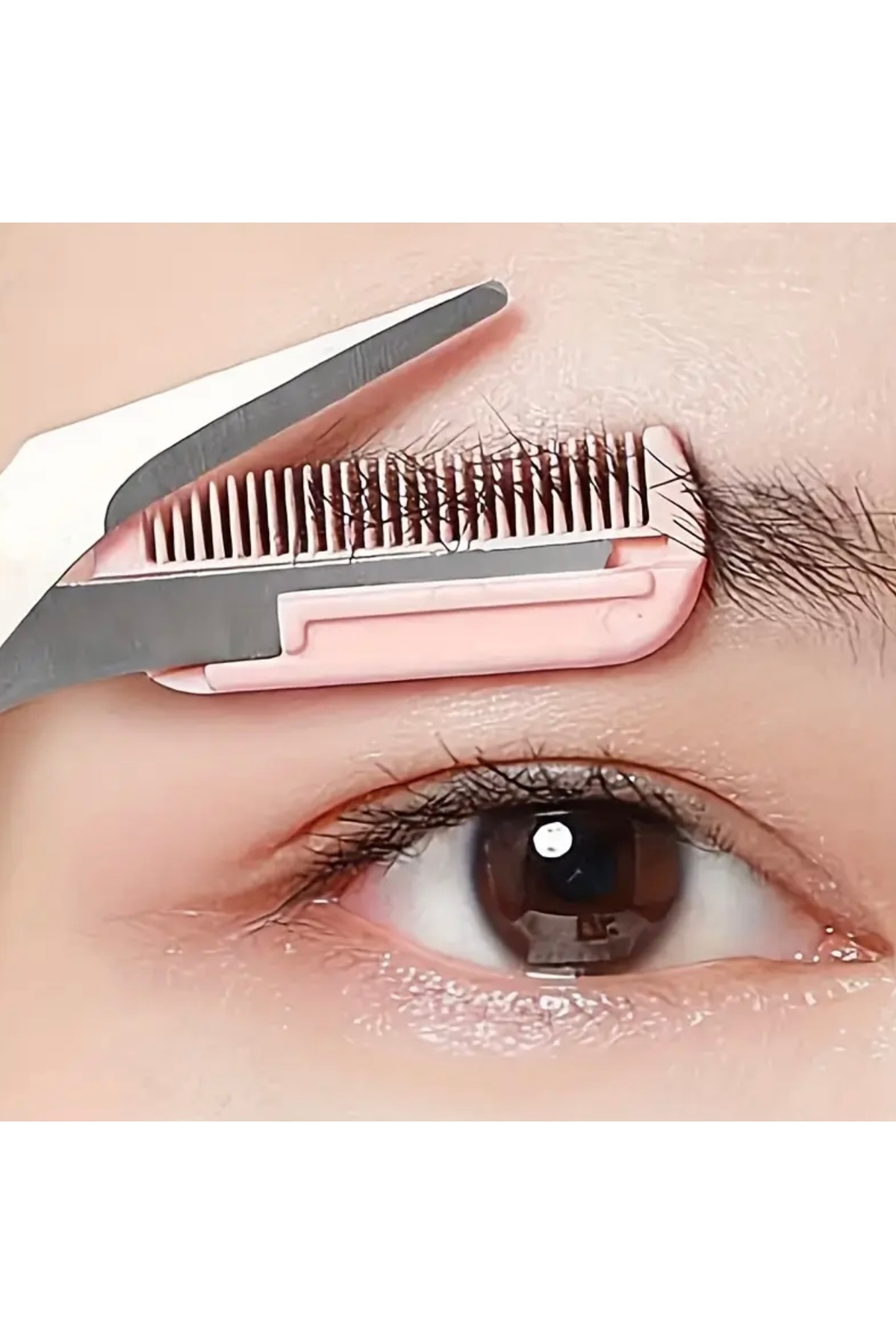 Paslanmaz Çelik Kaş Şekillendirme Makası – Dahili Taraklı Hassas Güzellik Makası