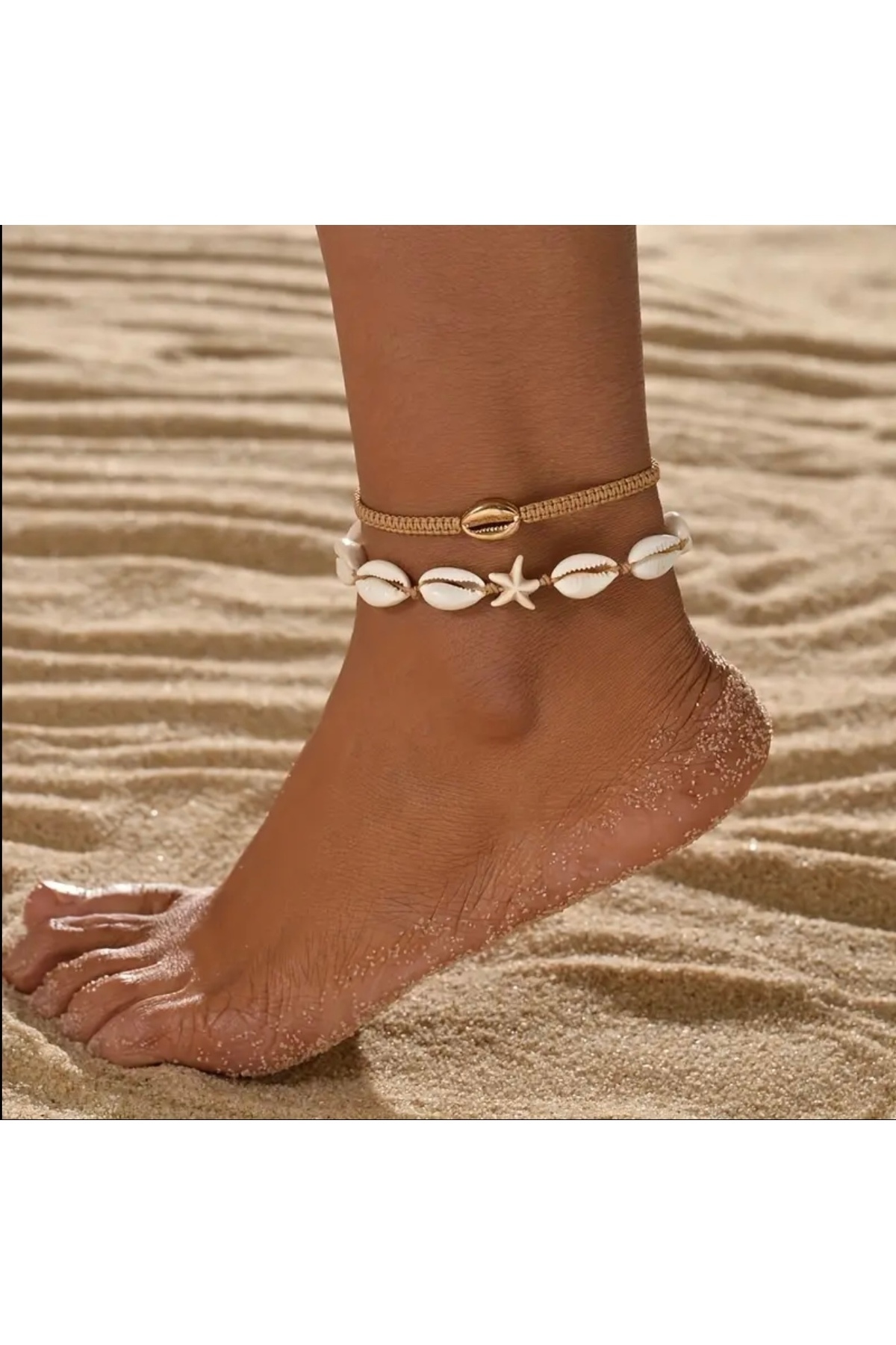 Bohem Tarz Kabuklu Ayak Bileklik Halhal - Plaj ve Günlük Kullanım İçin