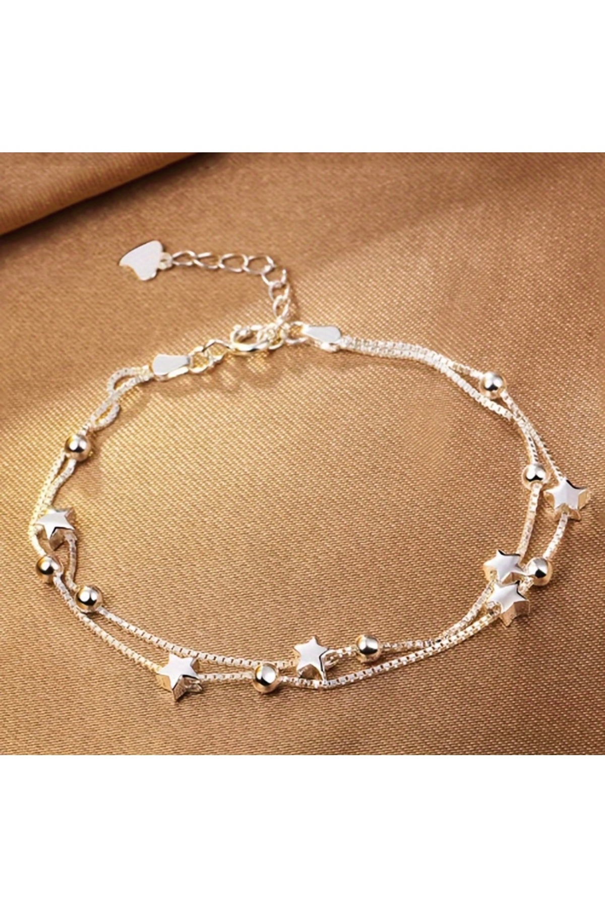 Paslanmaz Çelik Yıldız Figürlü Çift Katmanlı Kadın Bileklik - Şık ve Dayanıklı Tasarım