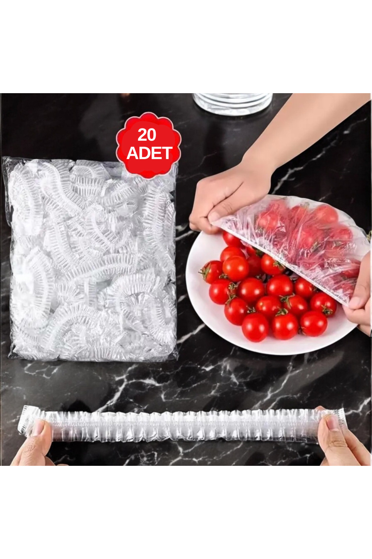 20 Adet Pratik Elastik Yiyecek Saklama Kapağı – Tekrar Kullanılabilir -Gıda Koruma ve Hijyen