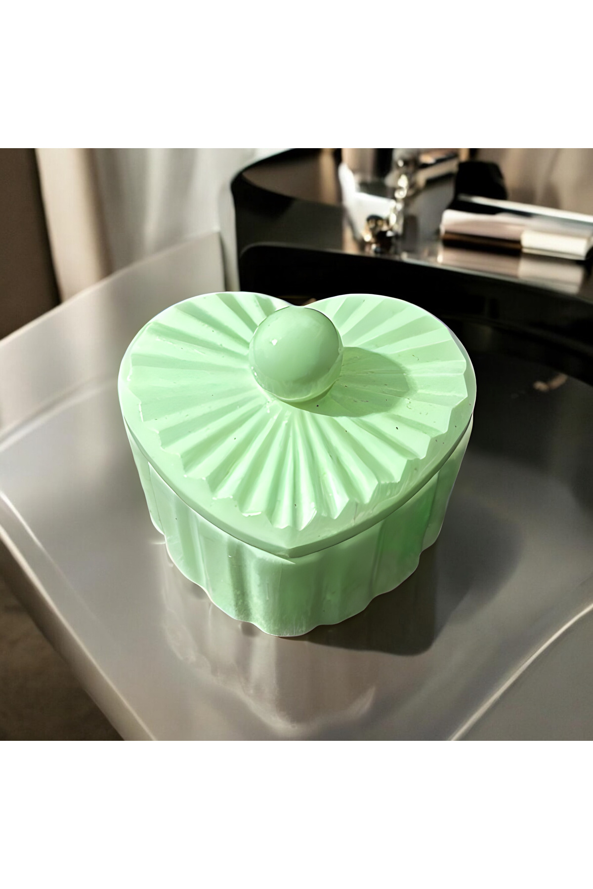 Kalp Şeklinde Takı Kutusu Organizer – 8x7x4 cm Mücevher ve Aksesuar Saklama Kabı