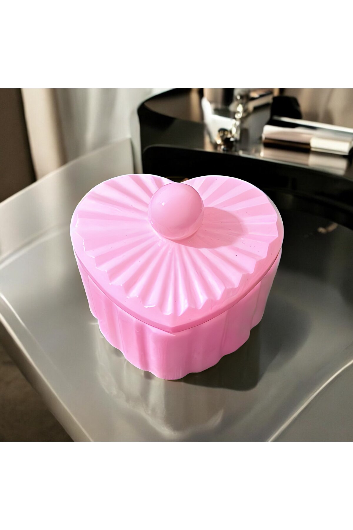 Kalp Şeklinde Takı Kutusu Organizer – 8x7x4 cm Mücevher ve Aksesuar Saklama Kabı