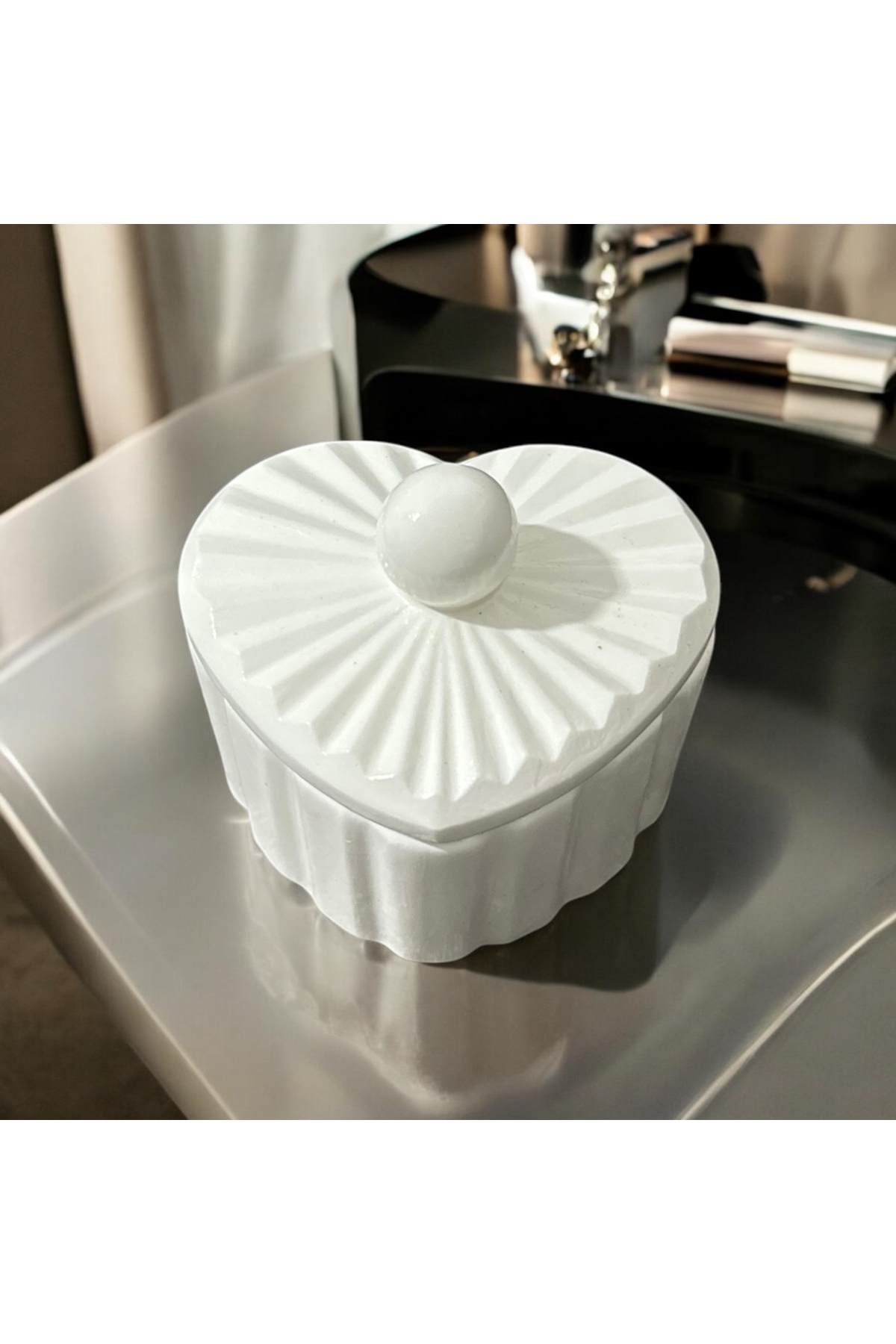 Kalp Şeklinde Takı Kutusu Organizer – 8x7x4 cm Mücevher ve Aksesuar Saklama Kabı