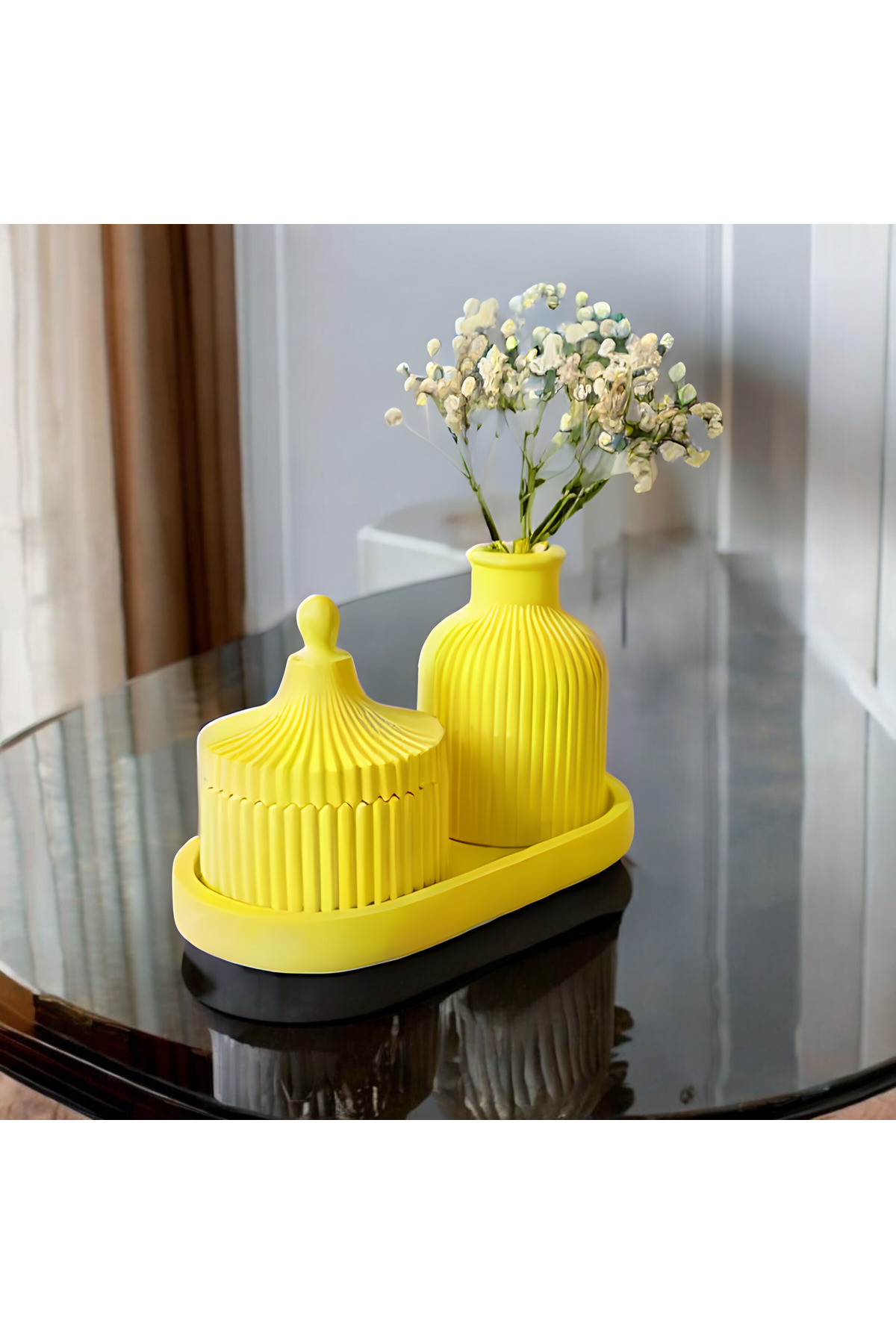 3 Parça Modern Dekoratif Vazo ve Saklama Kutusu Seti - Şık Ev Dekorasyonu