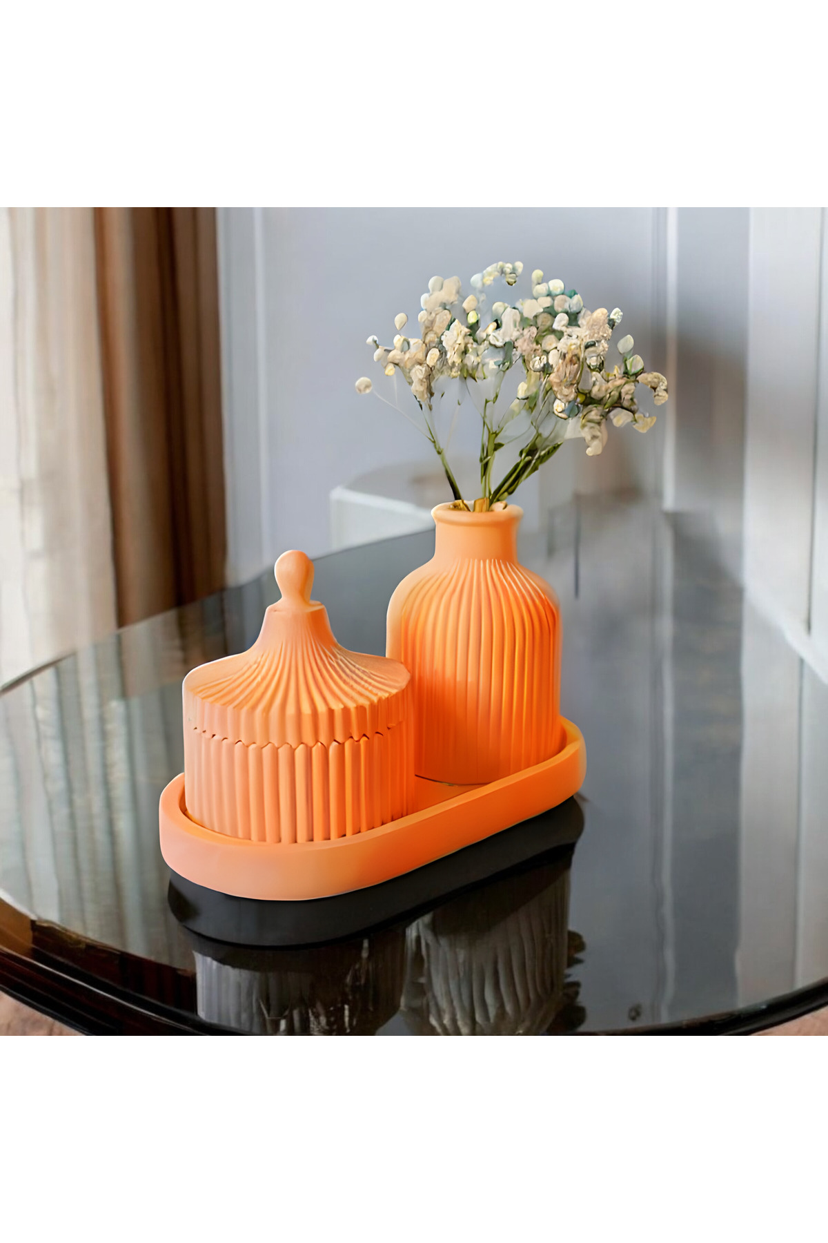 3 Parça Modern Dekoratif Vazo ve Saklama Kutusu Seti - Şık Ev Dekorasyonu