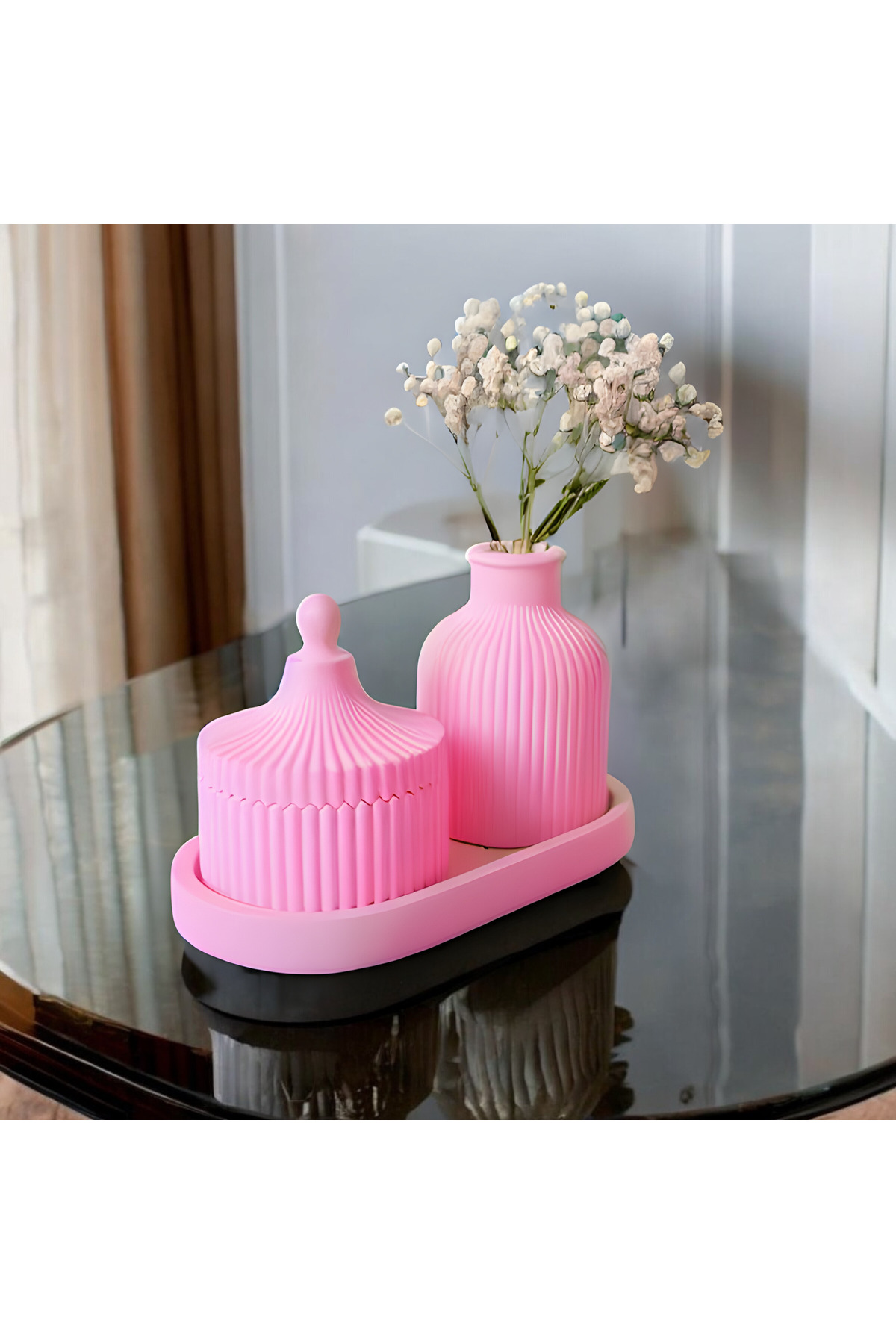 3 Parça Modern Dekoratif Vazo ve Saklama Kutusu Seti - Şık Ev Dekorasyonu