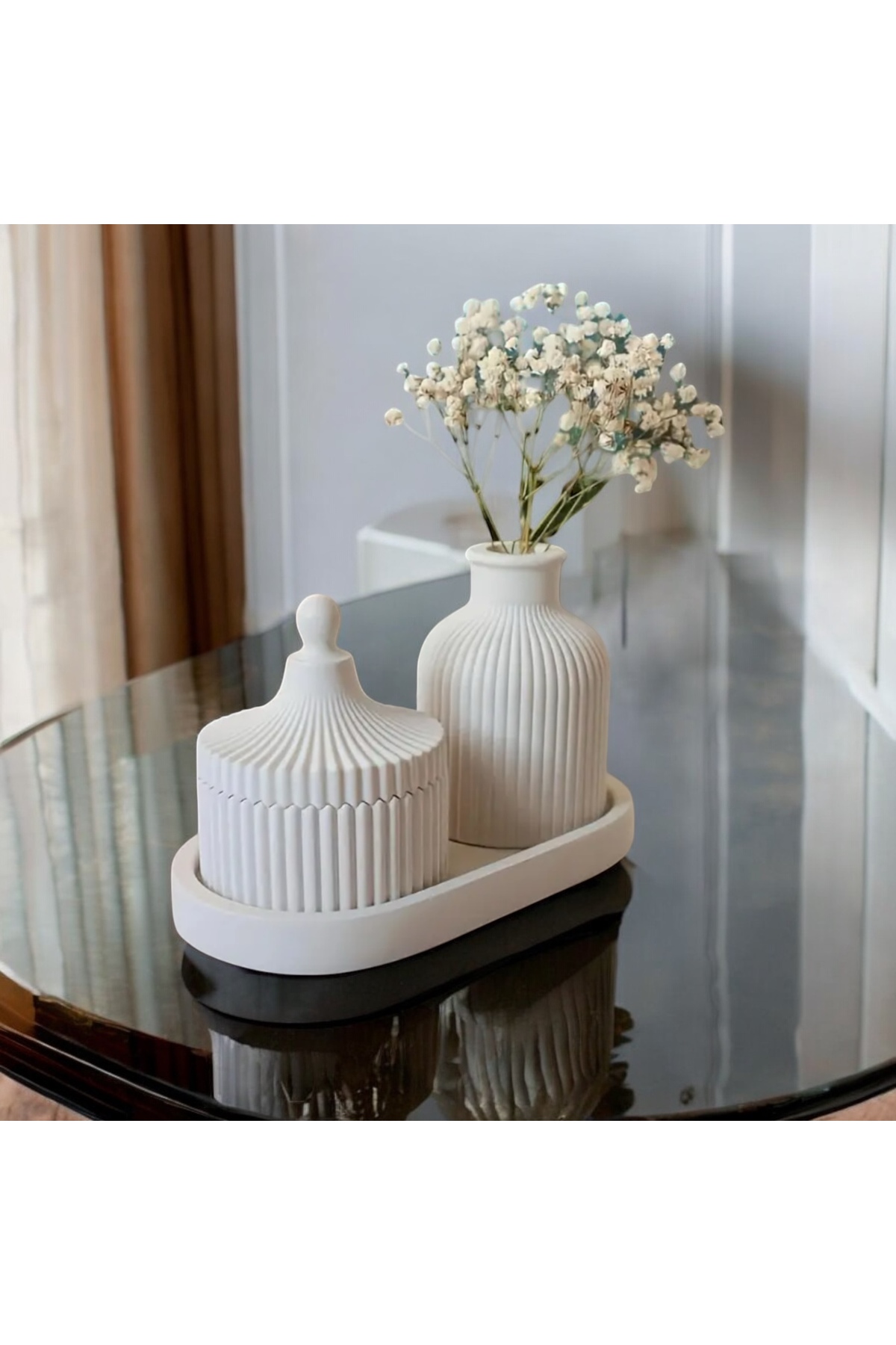 3 Parça Modern Dekoratif Vazo ve Saklama Kutusu Seti - Şık Ev Dekorasyonu