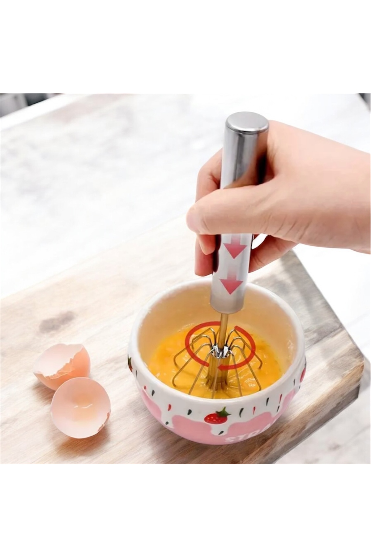 Otomatik Paslanmaz Çelik El Mikseri – Pratik Basmalı Karıştırıcı, Süt Köpürtücü ve Yumurta Çırpıcı