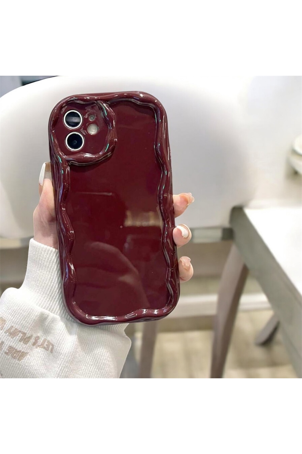 iPhone 11 - Şık Parlak Bordo Renkli Darbeye Dayanıklı Telefon Kılıfı