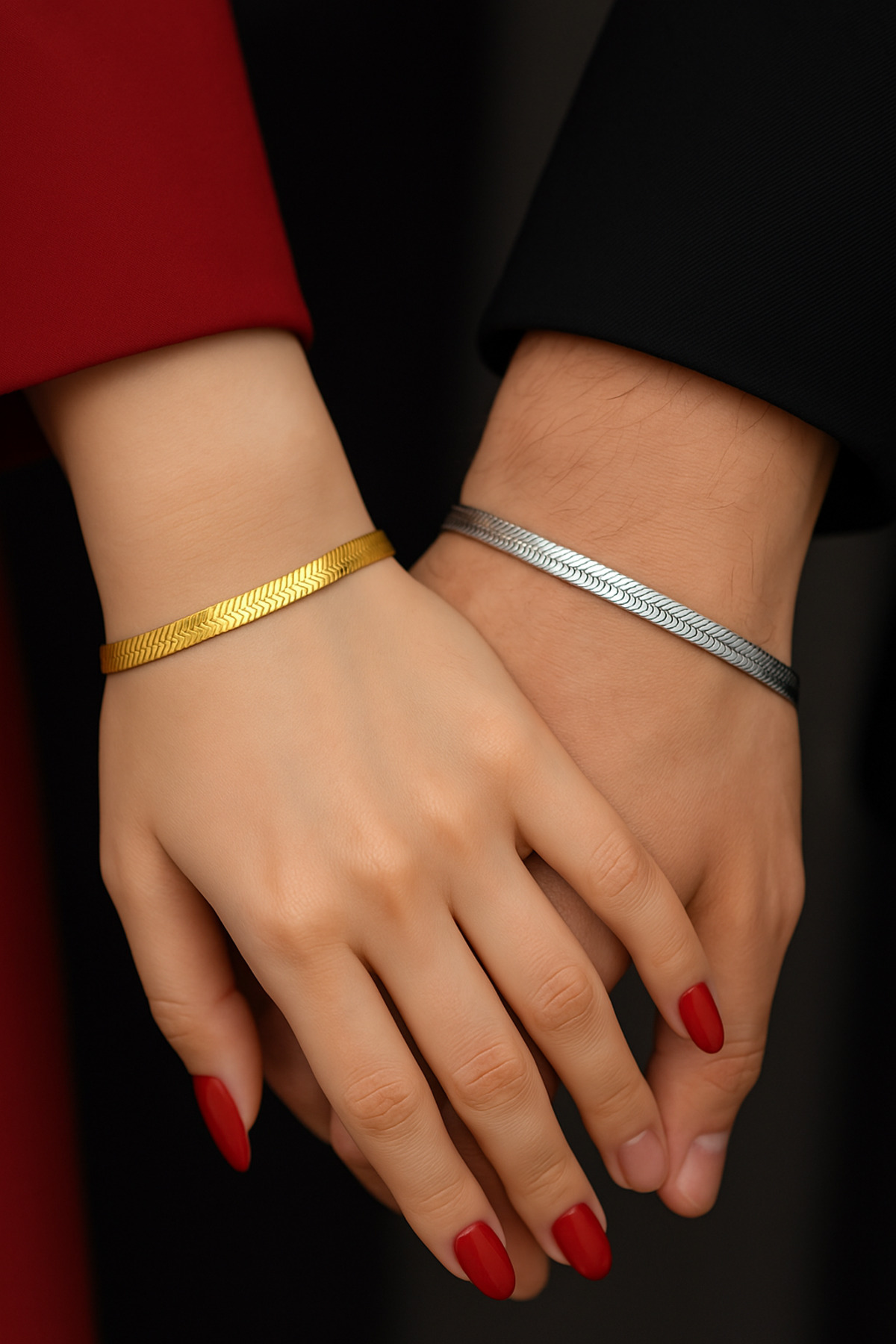 Paslanmaz Çelik Çift Bilekliği - Sevgili Bileklik Seti - Şık ve Dayanıklı Aksesuar