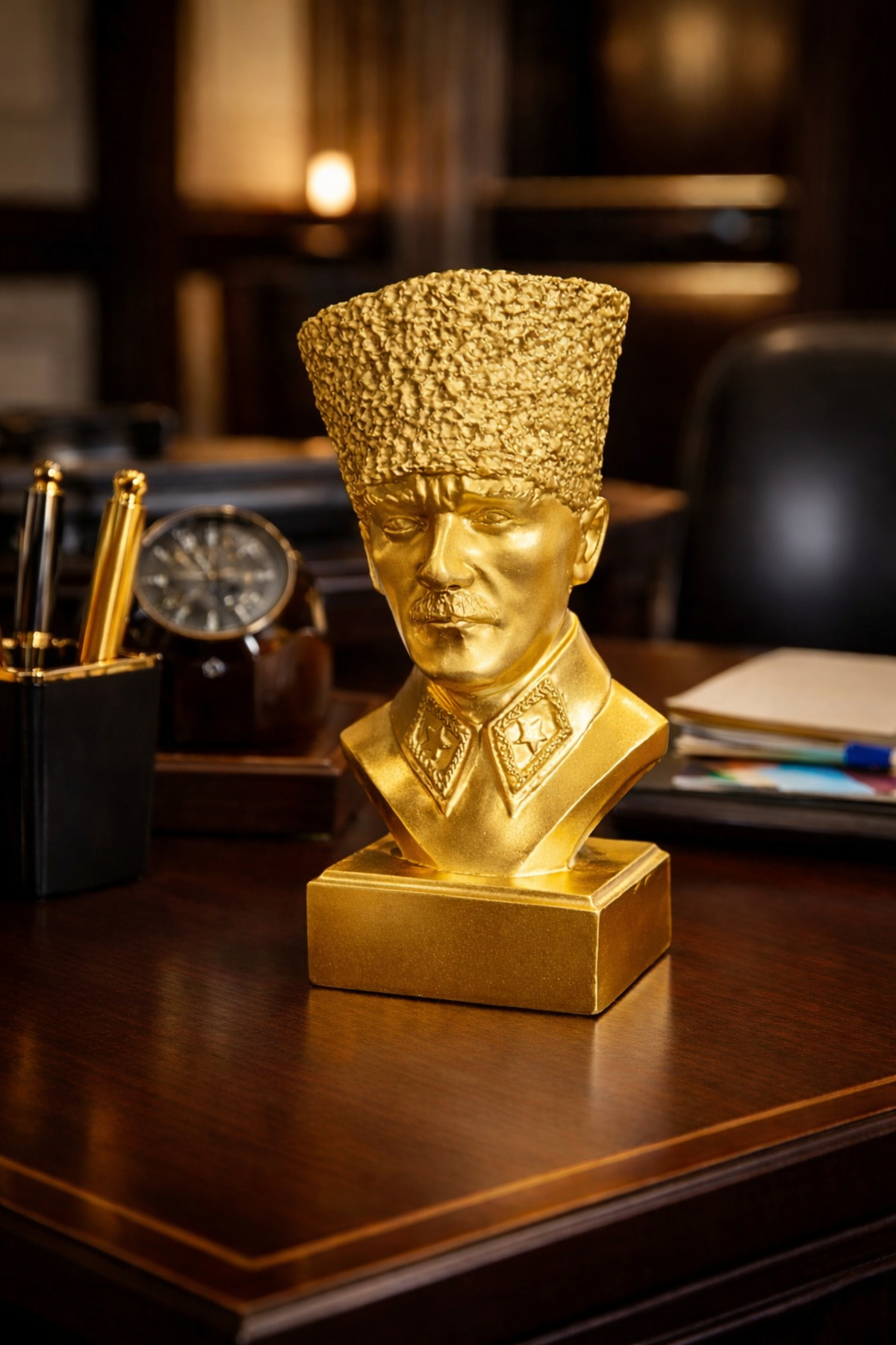 20 cm Atatürk Büstü Heykeli - Dekoratif Biblo - Büyük Boy Mustafa Kemal Atatürk Heykeli