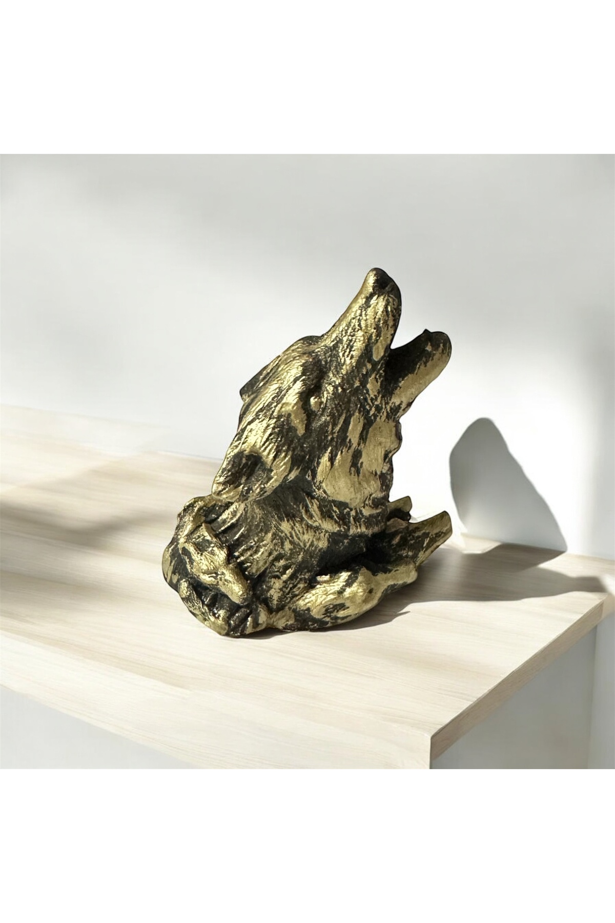 Uluyan Kurt Heykeli & Biblosu 10x8cm - Özel Tasarım Bozkurt Biblosu