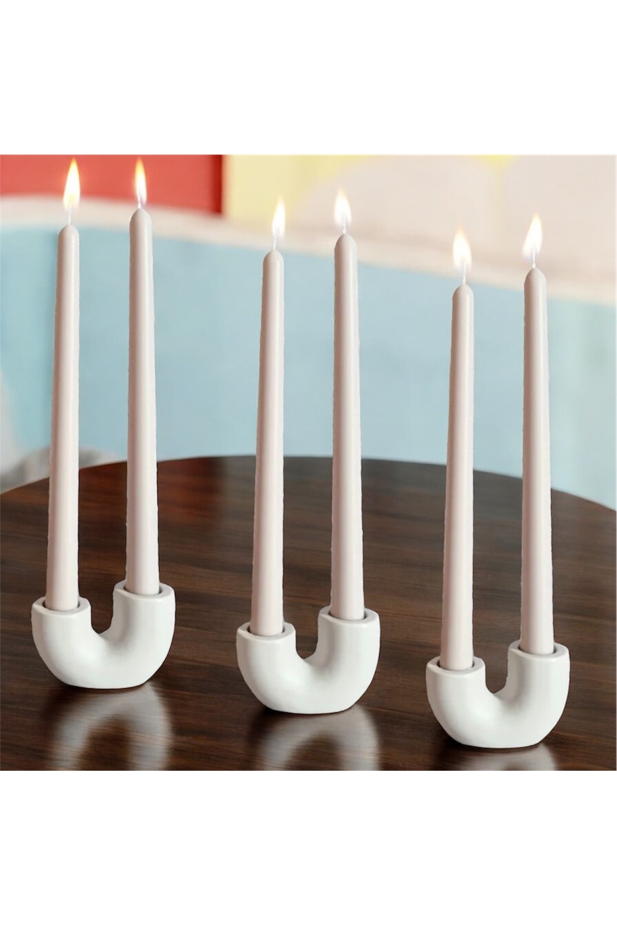 3 Adet Modern U Şeklinde Mumluk - Dekoratif Ev Aksesuarı