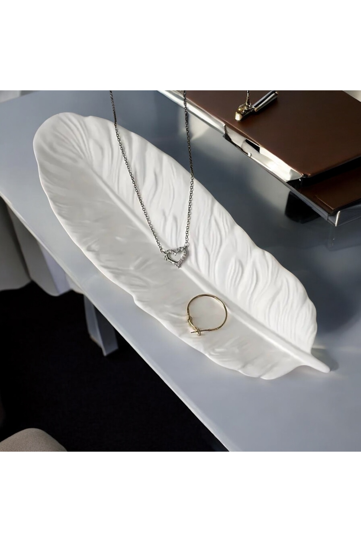 Takı & Mücevher Tabağı 24x9 Cm - Kuş Tüyü Özel Tasarım