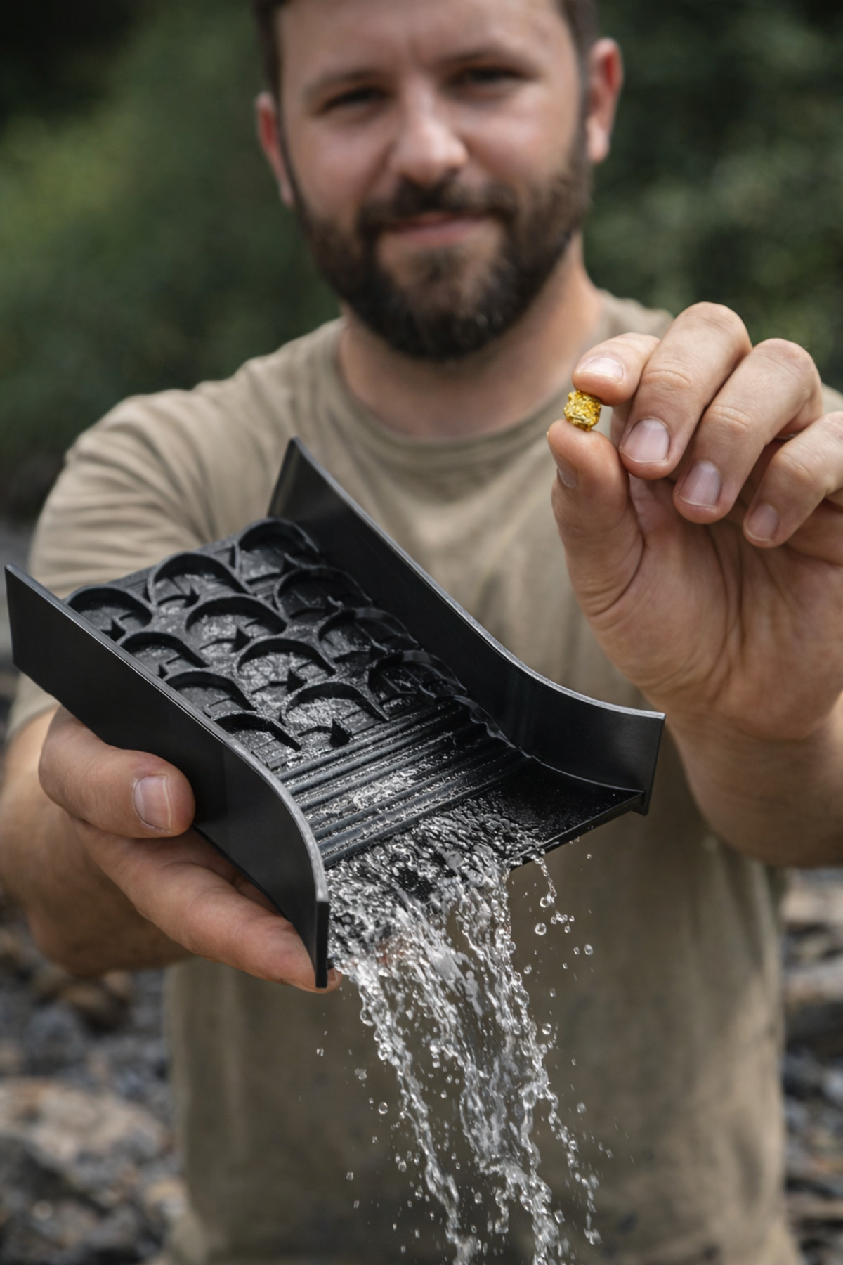 Mini Altın Arama Savağı (Sluice Box) 20 cm – Çanta Boy Portatif Altın Eleme Savak