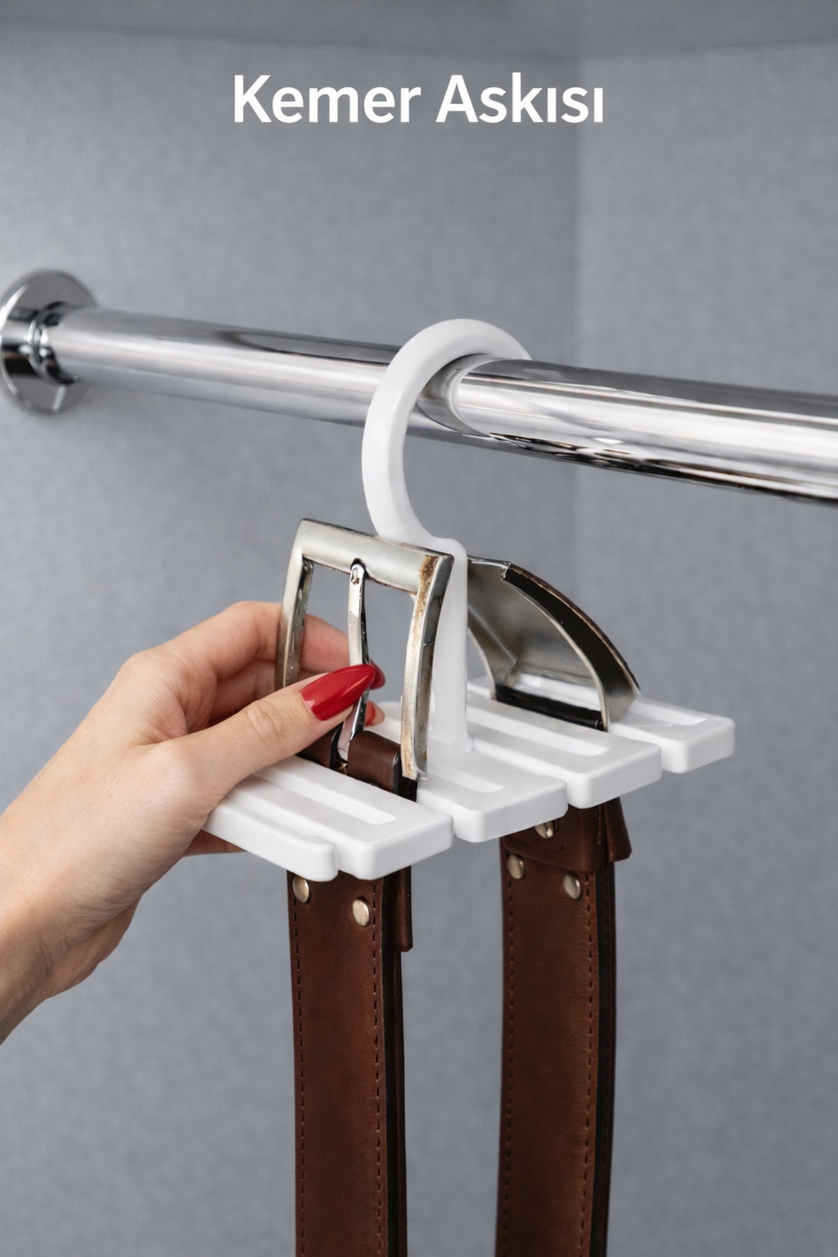 Kemer Askısı Dolap İçi Düzenleyici Beyaz Çok Amaçlı Kemer Kravat Şal Askılığı