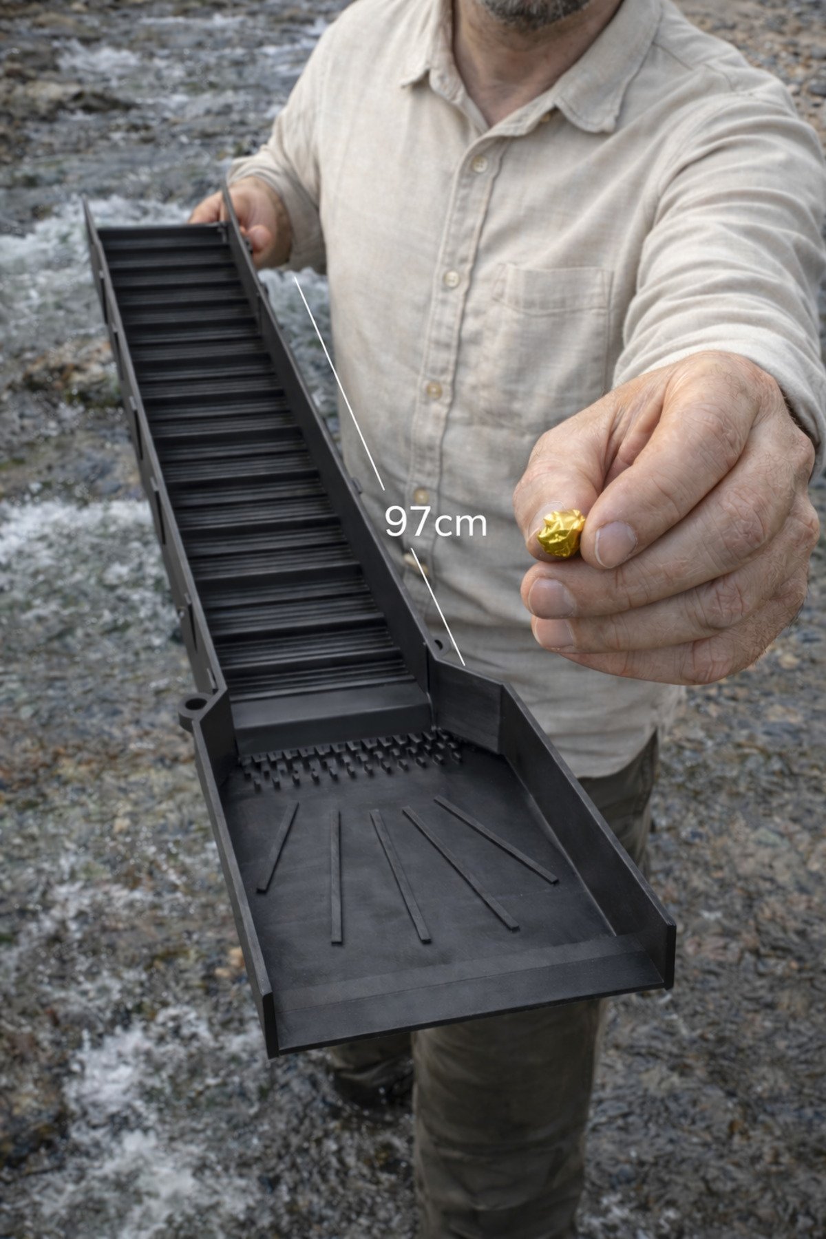 Altın Arama Savağı 97 cm Siyah Sluice Box DayanıklıPlastik Gold Panning